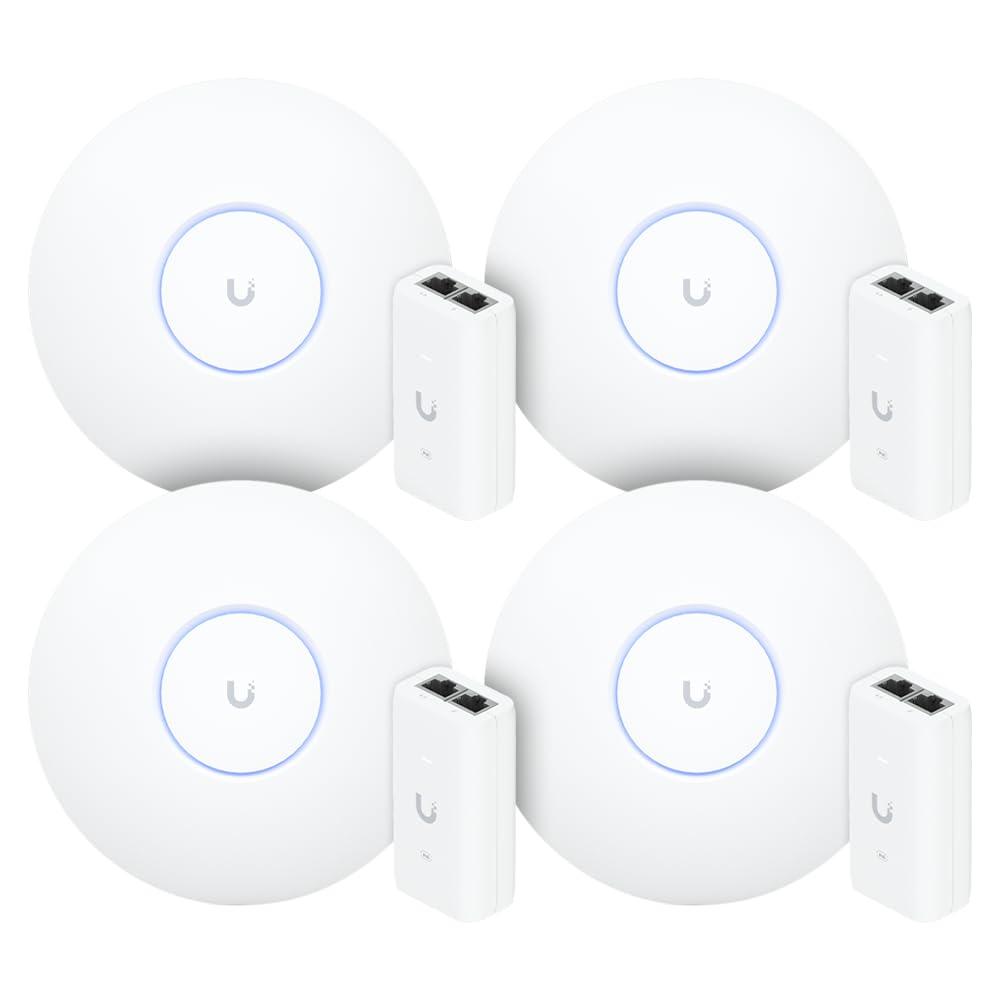 4 Roteadores Wifi 6 U6 Pro Ubiquiti 5Gbps Com Fonte PoE 48V 15W | 4 Access Point + 4 Injetores PoE