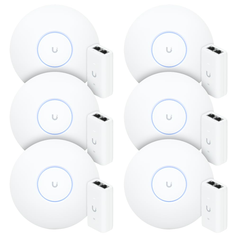 6 Roteadores Wi-Fi 6 Access Point 3.0 Gbps + 6 Injetores PoE | 6 U6+ Ubiquiti Com 6 Fontes 48V 15W