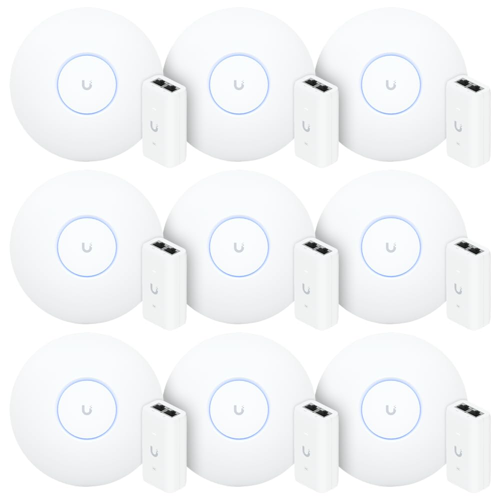 9 Roteadores Wi-Fi 6 Access Point 3.0 Gbps + 9 Injetores PoE | 9 U6+ Ubiquiti Com 9 Fontes 48V 15W