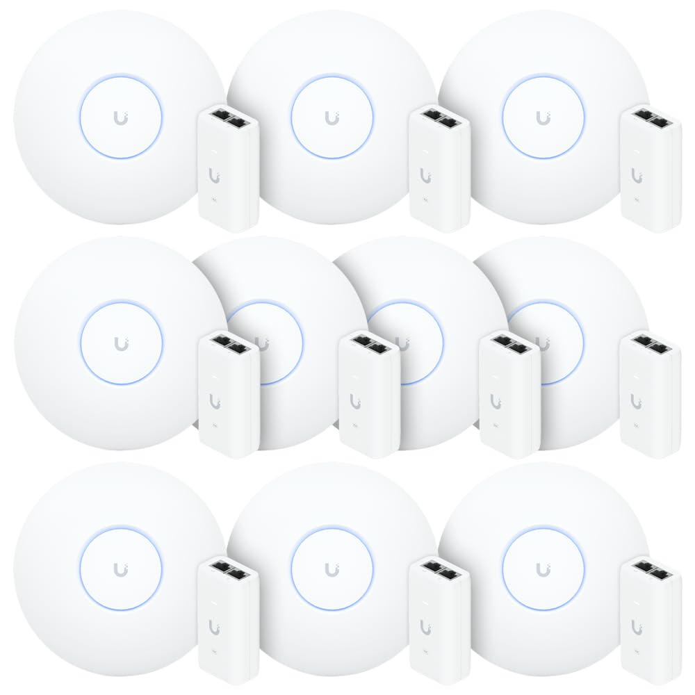 10 Roteadores Wi-Fi 6 Access Point 3.0 Gbps + 10 Injetores PoE | 10 U6+ Ubiquiti Com 10 Fontes 48V 15W