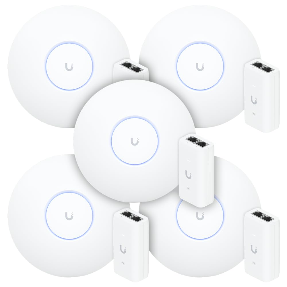 5 U6 Pro Ubiquiti Com 5 Fontes 48V 15W | 5 Roteadores WiFi 6 Access Point 5.3 Gbps + 5 Injetores PoE