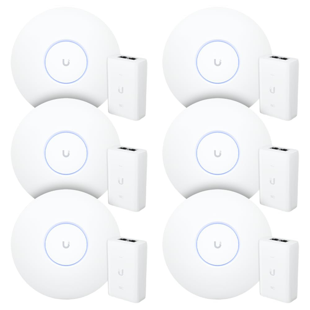 6 Roteadores WiFi 6 Access Point 5.3 Gbps + 6 Injetores PoE+ | 6 U6 Pro Ubiquiti Com 6 Fontes 48V 30W