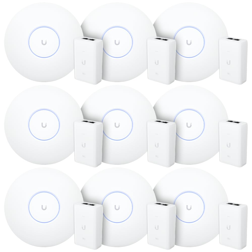 9 Roteadores WiFi 6 Access Point 5.3 Gbps + 9 Injetores PoE+ | 9 U6 Pro Ubiquiti Com 9 Fontes 48V 30W