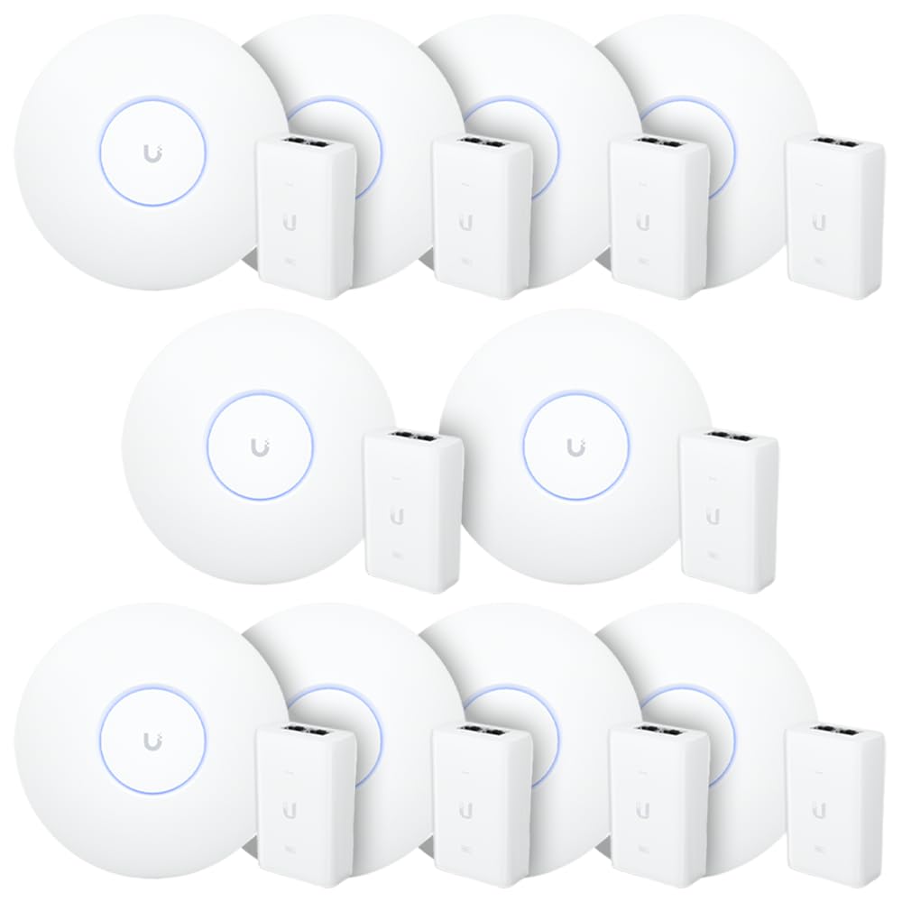 10 Roteador WiFi 6 Access Point 5.3 Gbps + 10 Injetor PoE+ | 10 U6 Pro Ubiquiti Com 10 Fontes 48V 30W