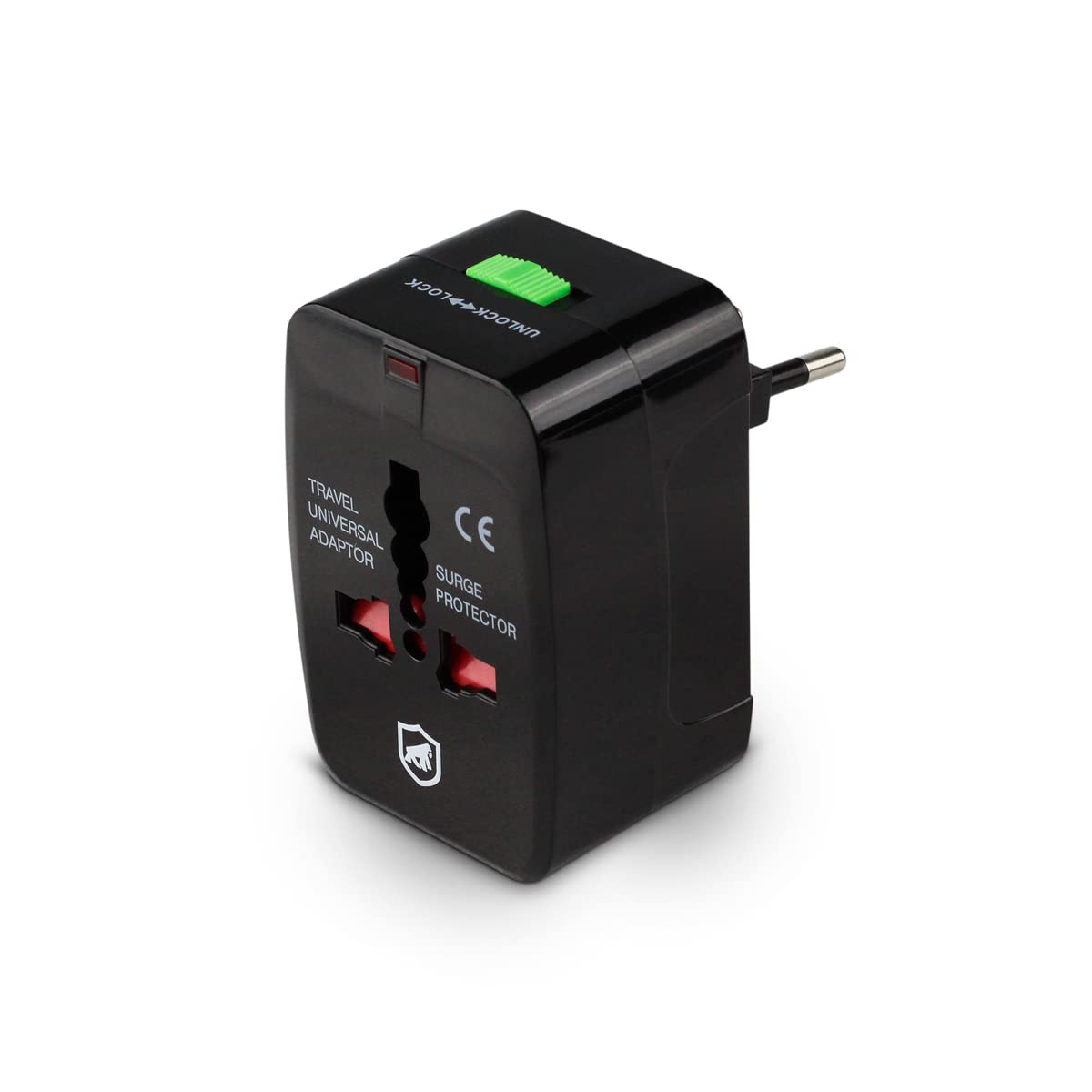 Gshield Adaptador Universal de Tomada para Viagem Bivolt Padrão Internacional 3 Pinos, Tank Preto