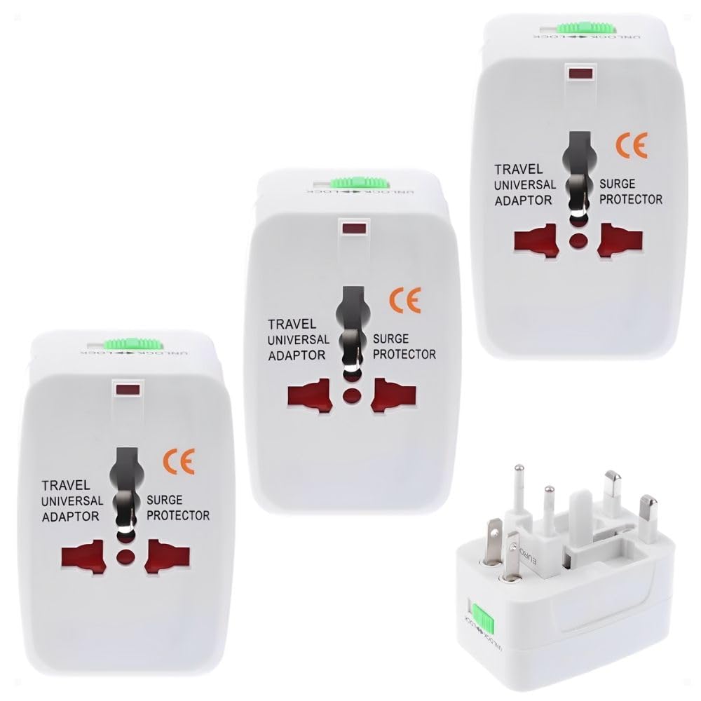 Kit 3 Tomada Universal Padrão Internacional Adaptador Para Mais de 150 Países Adaptador Portátil Para Viagem Bivolt