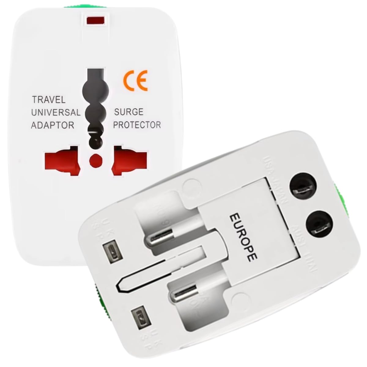 Kit 2 Adaptadores Tomada Padrão Internacional Funciona Em Mais De 150 Países Ideal Para Viagem E Uso Doméstico Bivolt (Branca)