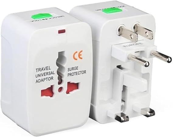 Adaptador Universal de Viagem com Protetor contra Surtos Branco Compatível com Tomadas Internacionais Premium