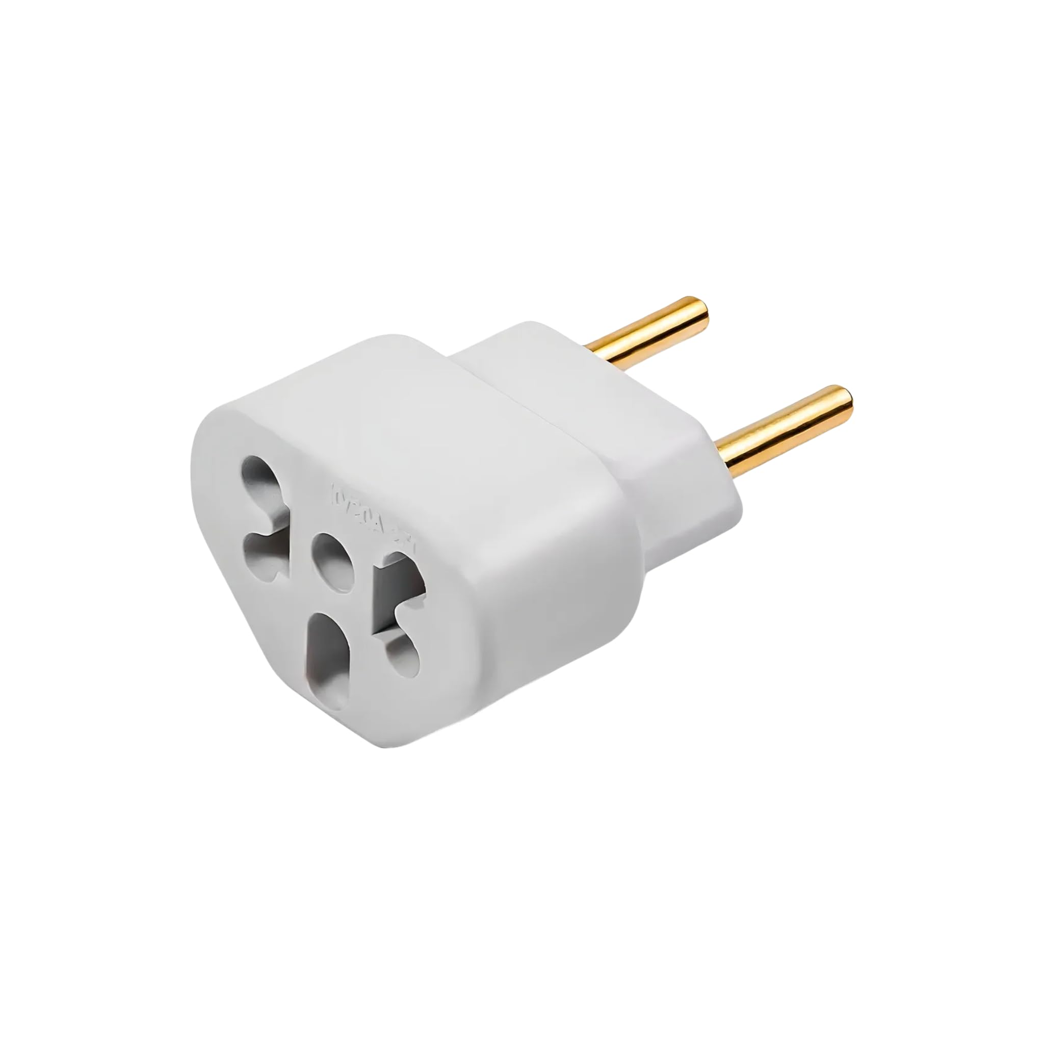 Kit com 03 Adaptadores De Tomada Pequeno Ideal para Viagem Universal Benjamin Plug 10A e 20A Compatível com Diversos Aparelhos Até 250v T Pino Chato 10a/20a 250V Pino Maciço Cor Branca