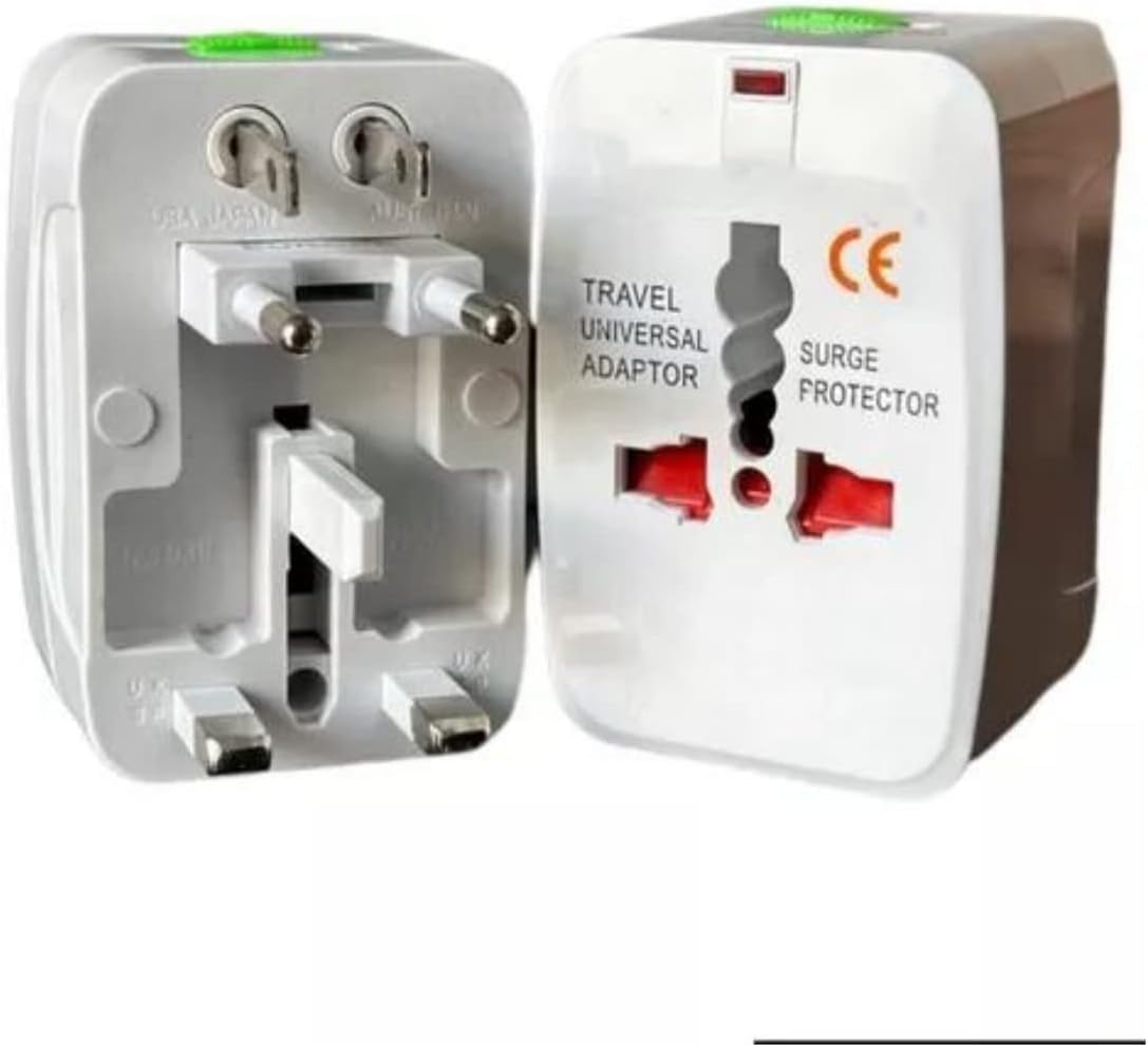 Kit 2 Adaptadores Tomada Universal Internacional TKLA para Viagem Bivolt Compatível com Mais de 150 Países EUA UK EU AU JP, Plugue Padrão Global com Trava de Segurança, Compacto e Portátil (2)