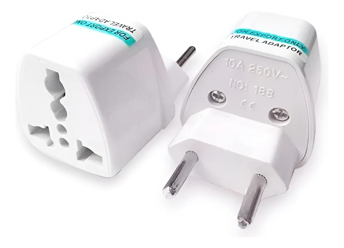 Adaptador Universal de Tomada, Kit com 2 Unidades, Compatível com Brasil, Reino Unido, EUA e Europa, 10A, 250V Bivolt, para Viagens e Eletrônicos