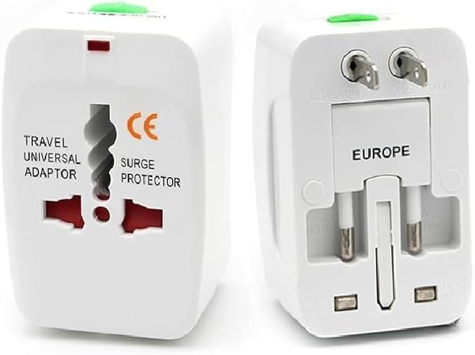 kit 2 Adaptadores Universais de Viagem 150 Países 250V 10A com Proteção contra Surtos Trava de Segurança Portátil Premium