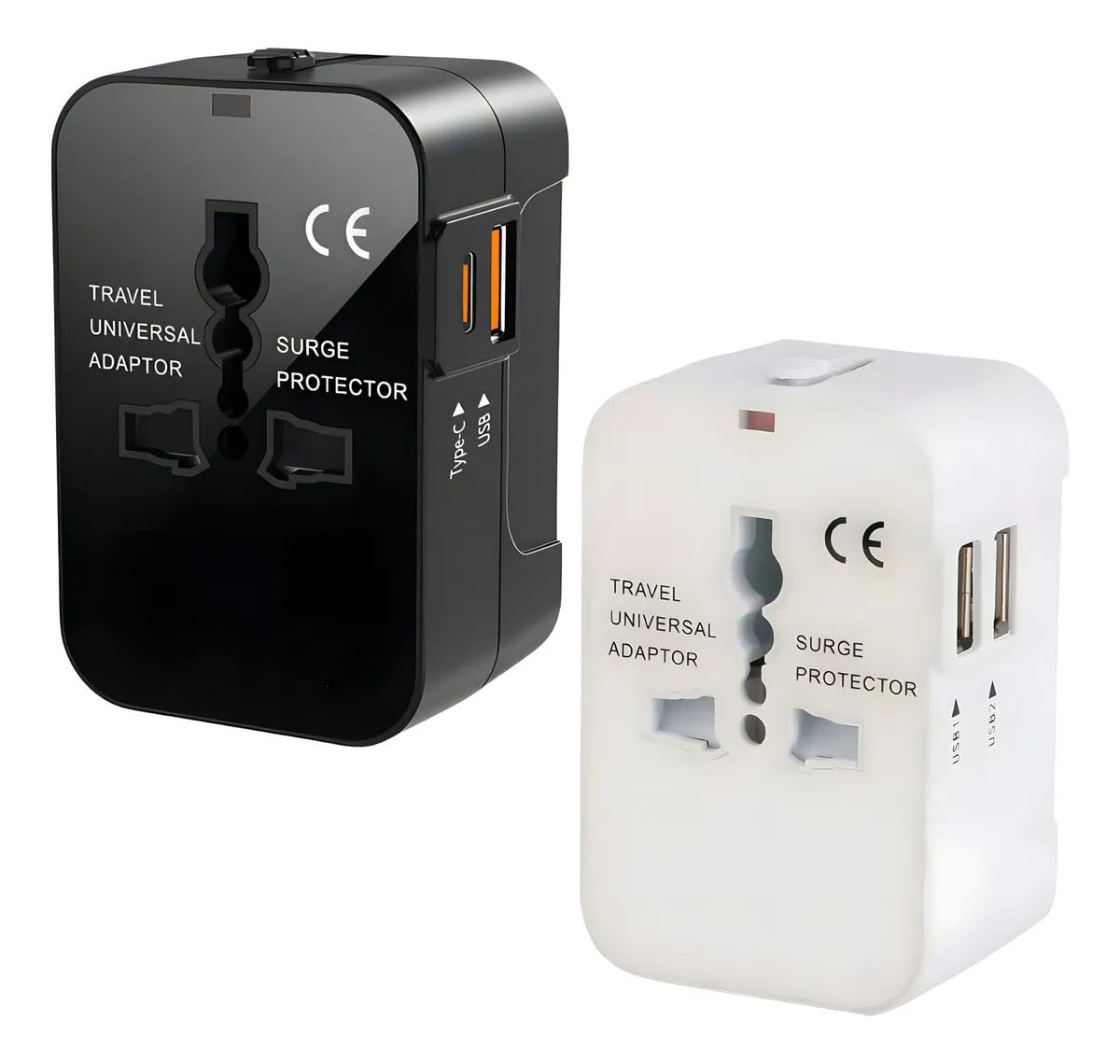 Adaptador de Tomada Universal Internacional com USB e USB-C para Viagem Compatível 150 Países Padrão EUA Europa Ásia Oceania Bivolt