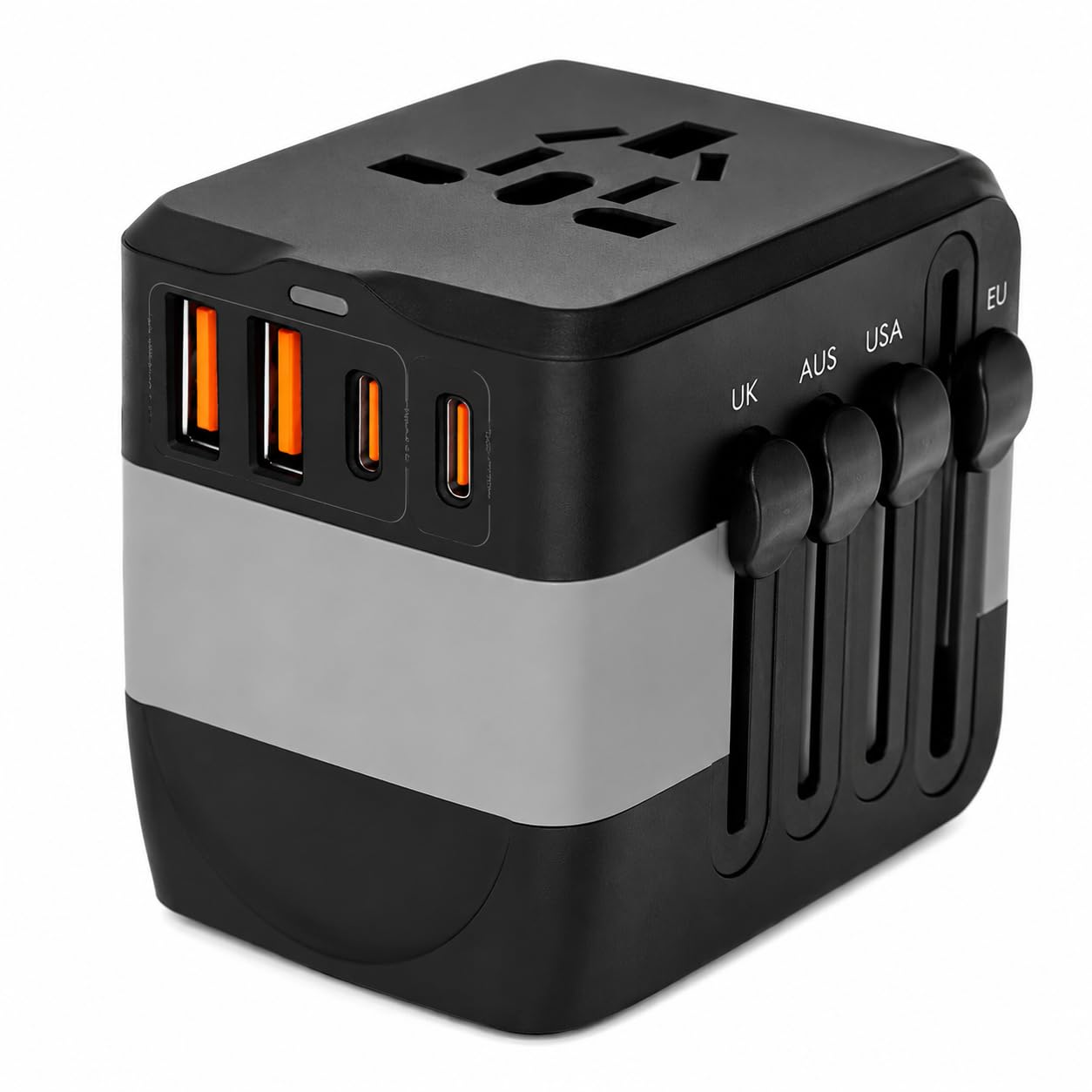 Adaptador de Viagem Universal com 4 USB e 2 USB-C | Leve para Mais de 150 Países!