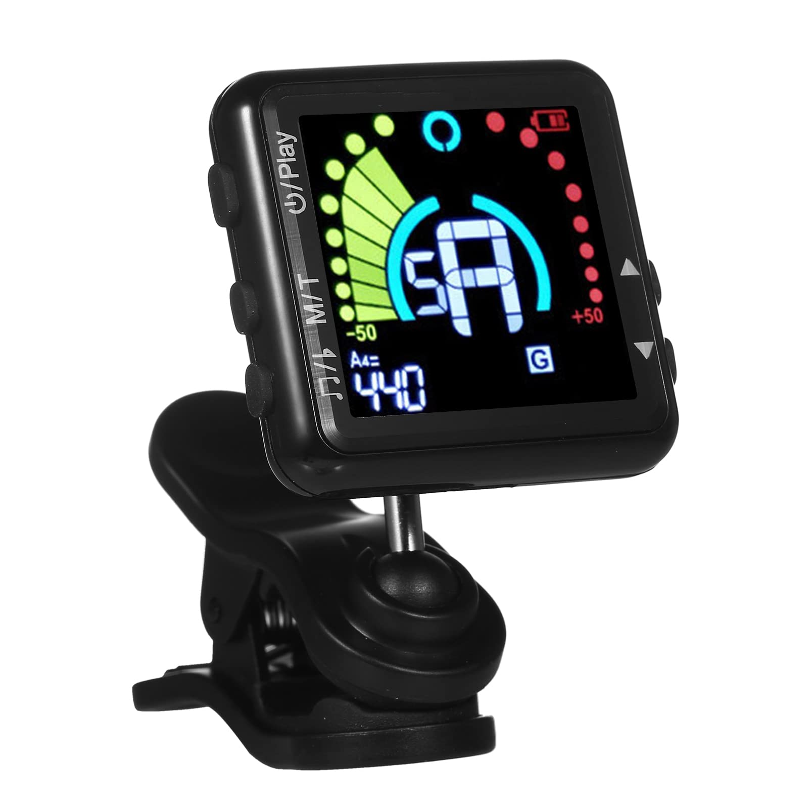 Afinador de guitarra Afinador de guitarra recarregável Clip On LED Color Display Afinador de guitarra elétrica profissional com metrônomo para todos os instrumentos Guitarra baixo Violino Ban