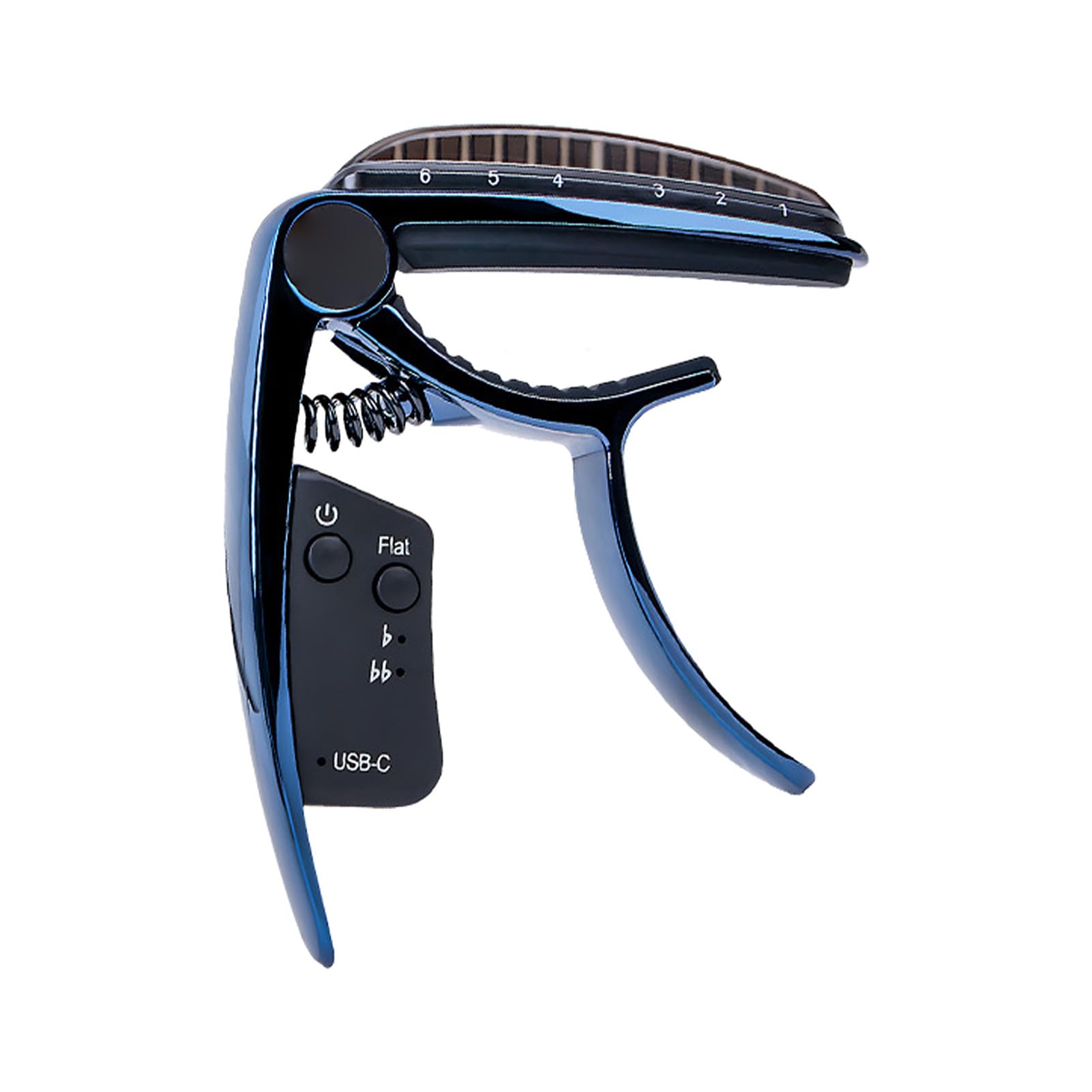 Tuner de Capo de Guitarra, 2 Em 1 Guitarra de Ajuste de Guitarra Acessórios Universais de Guitarra Com Liga de Zinco Tuner LED Com Bateria Recarregável USB para Baixo Clássico (Azul)