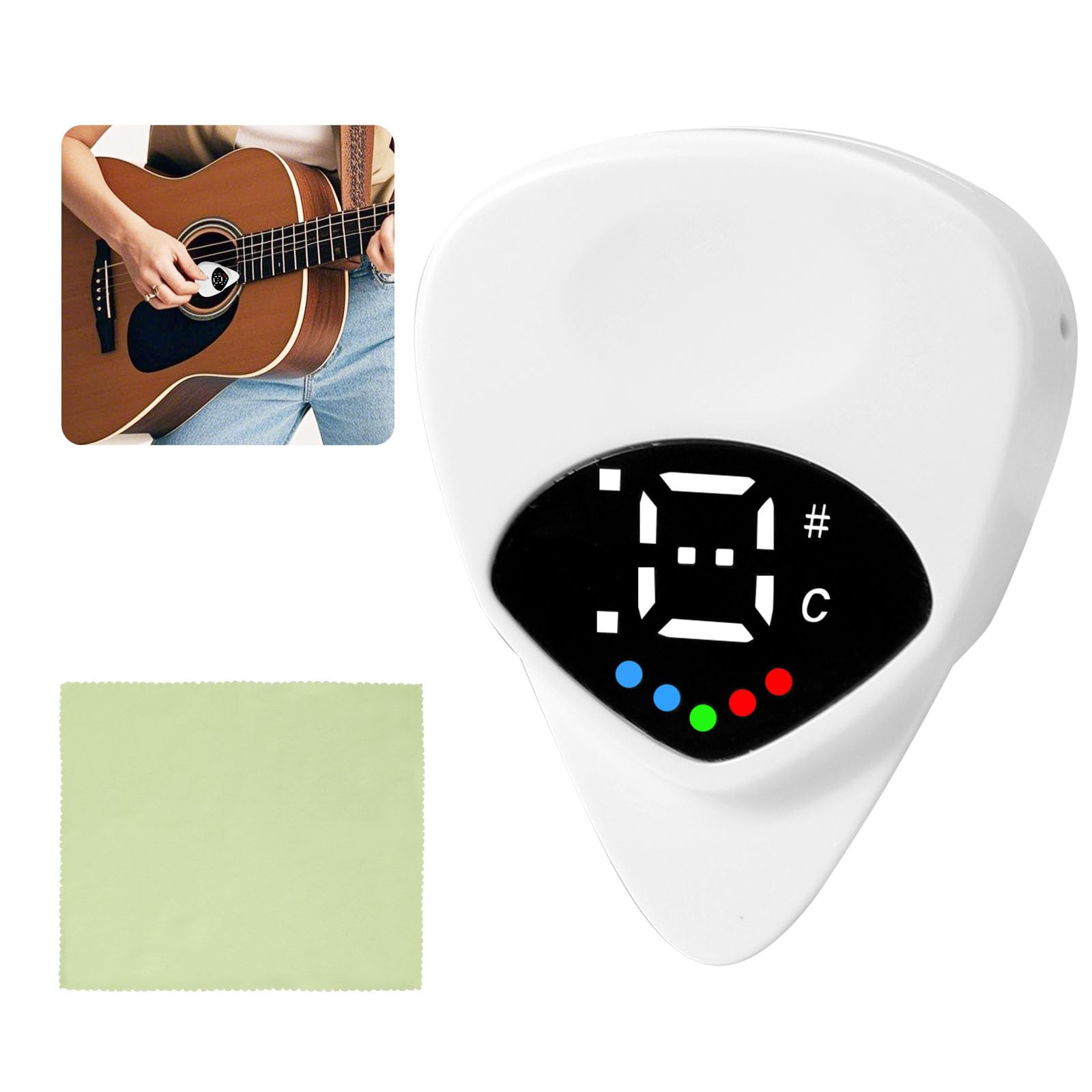 Afinador de palheta de guitarra 2 em 1, afinador digital palheta de guitarra com tela LED e 12-ET, instrumento de corda de precisão, afinação de paleta, presente para músico elétrico, guitarras