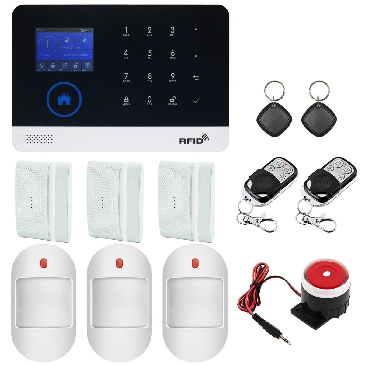 LAOSEP Sistema De Alarme Segurança Residencial Inteligente Sem Fio Wi-Fi Gsm Gprs Contra Roubo, Controle Por Aplicativo, Compatível Com Amazon Alexa E Google Home, Suporte Para Acesso Rfid, Antirrou