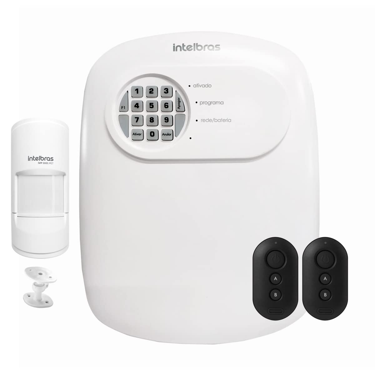 Kit Central de Alarme ANM 24 NET Intelbras + 1 Sensor de Presença Infravermelho IVP 5001 PET Intelbras Com Fio Passivo