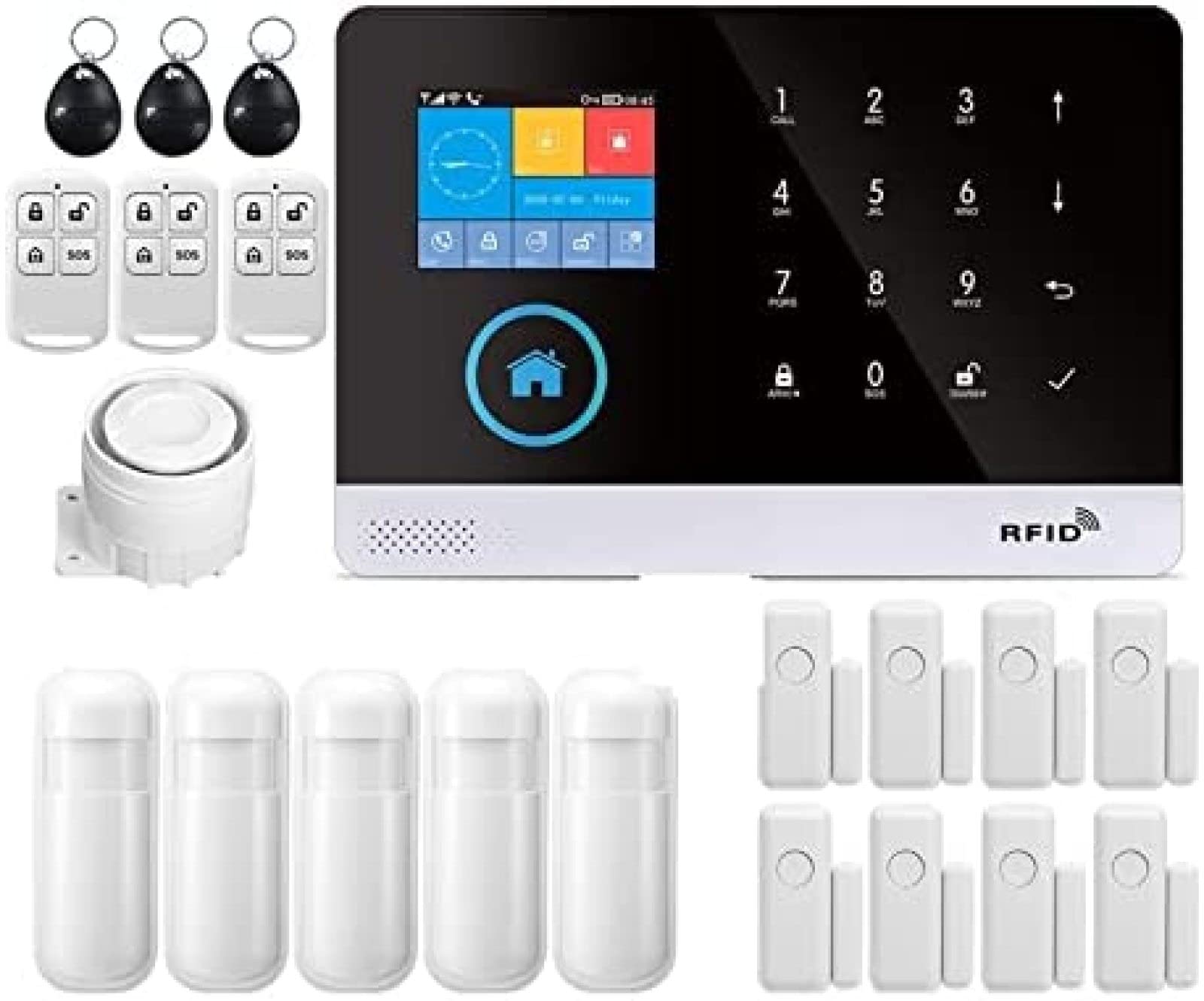 BOR Sistema De Alarme De Porta WiFi PG103 Sistema De Alarme Para Segurança Contra Roubo Doméstico Alarme WiFi GSM Sem Fio Tuya Smart House App Control Para Casa, Apartamento,12,E,YUYANAIAI