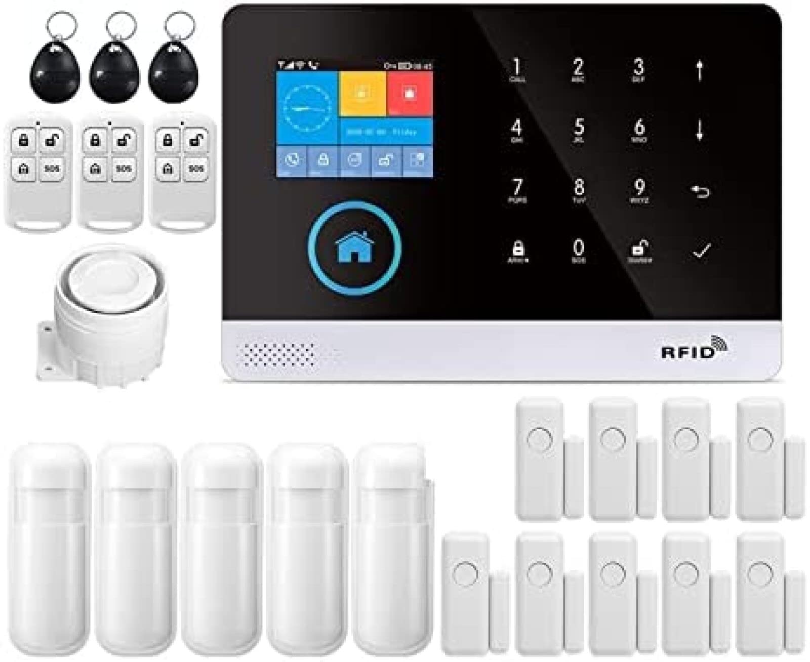 BOR Sistema De Alarme De Porta WiFi PG103 Sistema De Alarme Para Segurança Contra Roubo Doméstico Alarme WiFi GSM Sem Fio Tuya Smart House App Control Para Casa, Apartamento,13,E,YUYANAIAI