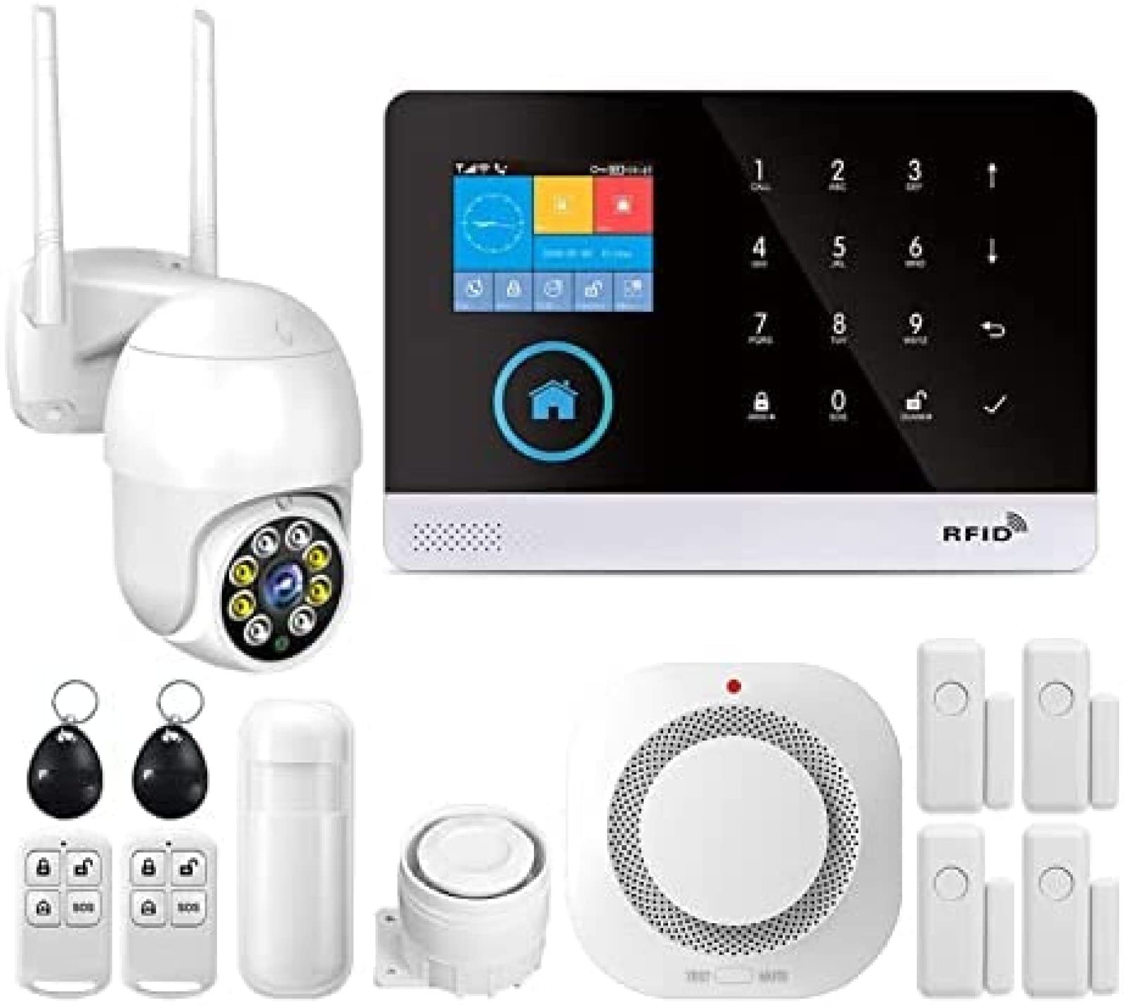 BOR Sistema De Alarme De Porta WiFi PG103 Sistema De Alarme Para Segurança Contra Roubo Doméstico Alarme WiFi GSM Sem Fio Tuya Smart House App Control Para Casa, Apartamento,16,E,YUYANAIAI