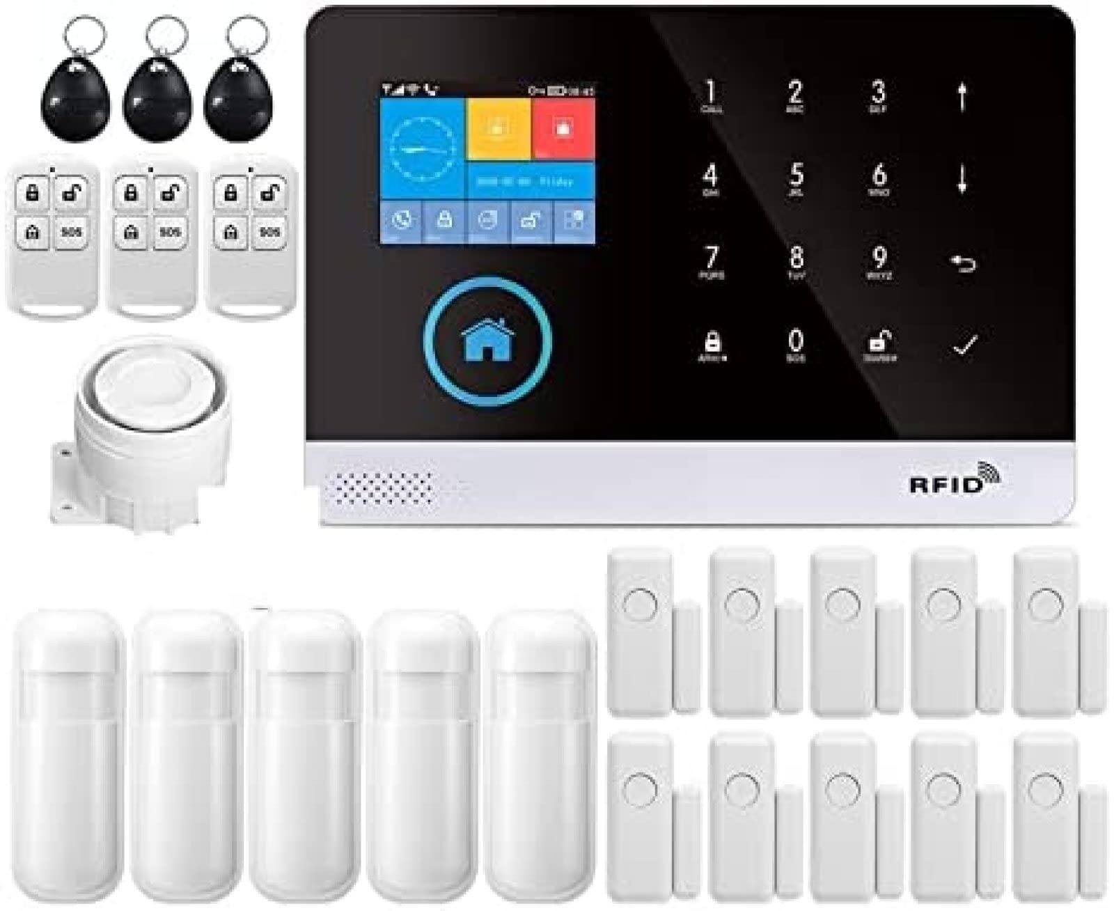 BOR Sistema De Alarme De Porta WiFi PG103 Sistema De Alarme Para Segurança Contra Roubo Doméstico Alarme WiFi GSM Sem Fio Tuya Smart House App Control Para Casa, Apartamento,4,E,YUYANAIAI