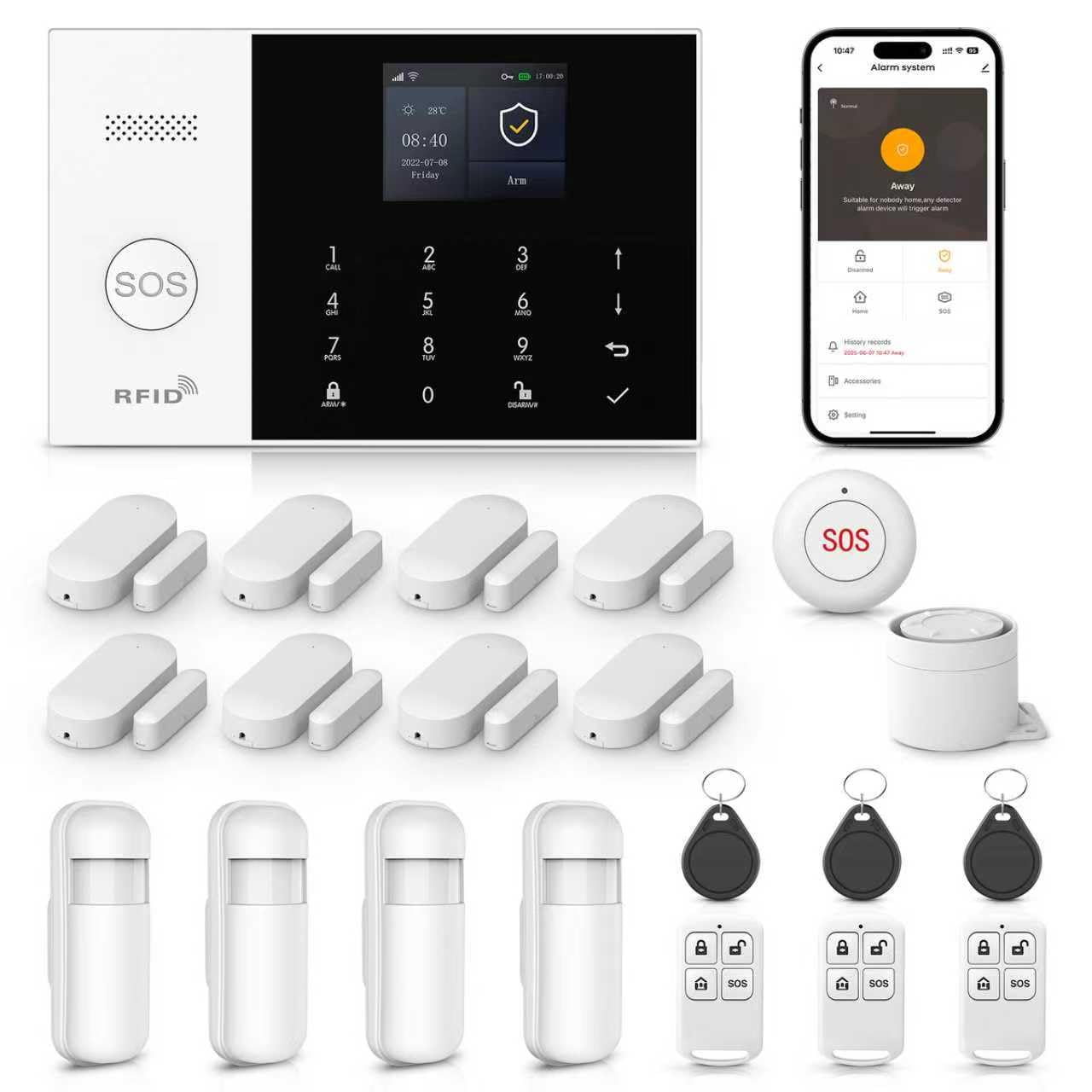 LWOHSI Sistema De Alarme Segurança Residencial, Kit Wifi+Gsm Com Alerta Aplicativo Telefone, Sensor Porta/Janela, Controle Remoto Para Casa, Apartamento