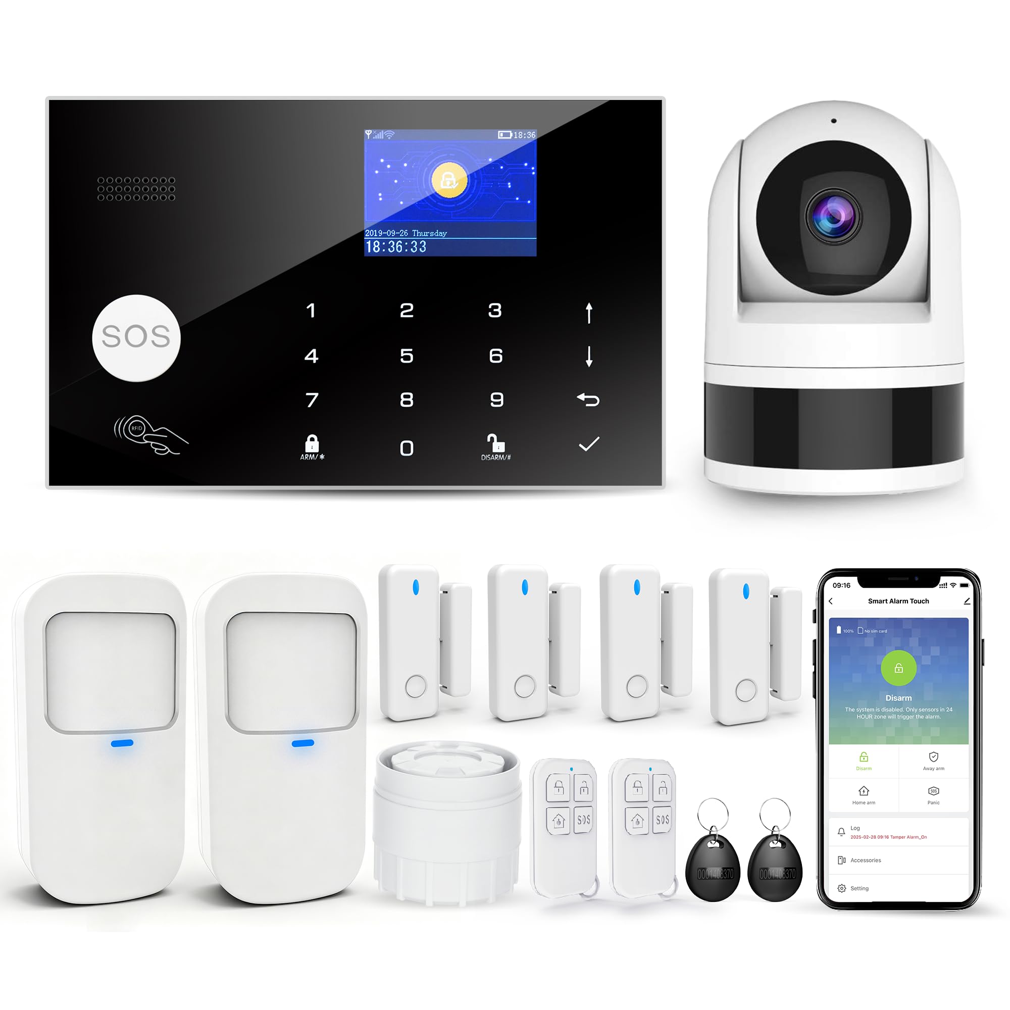 TUGARD Sistema de Segurança Residencial com Câmera, Alarme Residencial Wi-Fi + Gsm com Alerta por Aplicativo de Celular, Sensor de Porta/Janela, Controle Remoto Para Apartamentos (13 Peças)