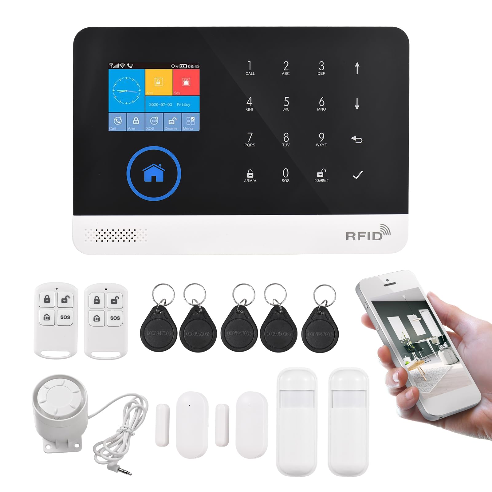lifcasual de Alarme Residencial Sem Fio WiFi GSM com Alerta por APP Controles Remotos Sensores Porta Janela Detectores Movimento P