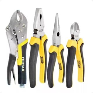 Fertaktools Kit de Alicates 4 Peças - Alicate Universal 8 Pol, Bico Meia Cana 6 Pol, Corte Diagonal 6 Pol, Pressão 10 Pol Curvo