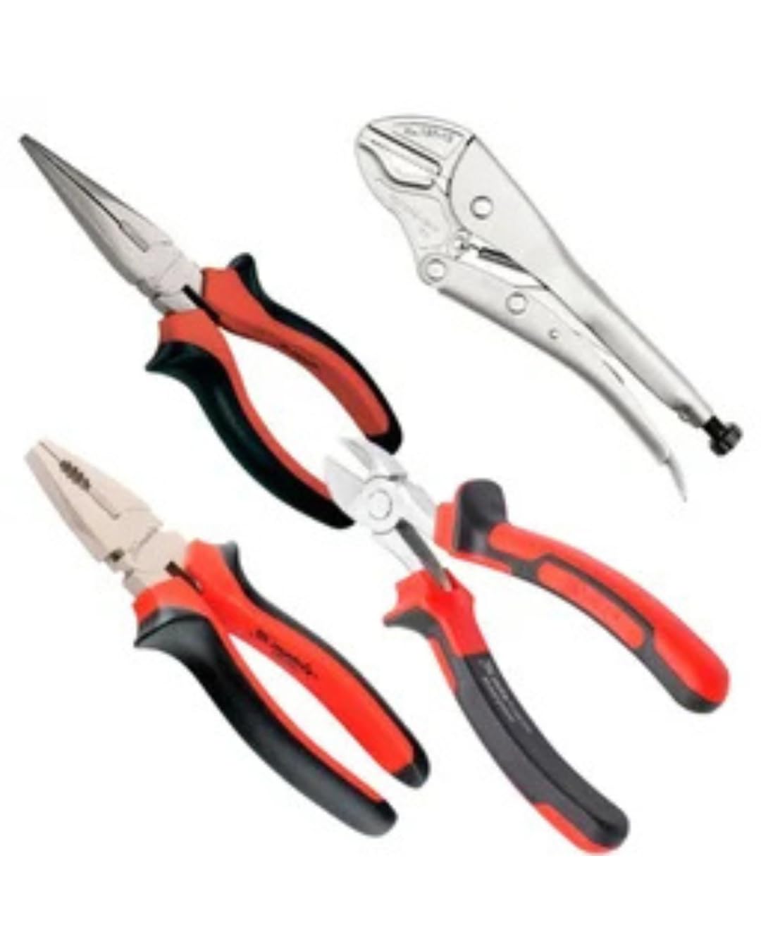 MTX Jogo de Alicates 4 Peças, Universal, Corte Diagonal, Bico Meia Cana, Alicate de Pressão, Aço Carbono Niquelado, Profissional, Kit Completo