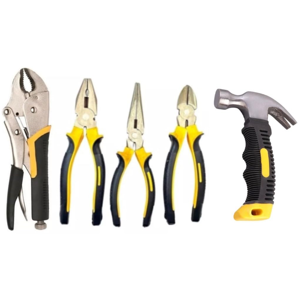 Kit Alicates 4 Peças Aço Carbono Universal Pressão Corte e Bico 6" 8" 10" (E-27+E-91)