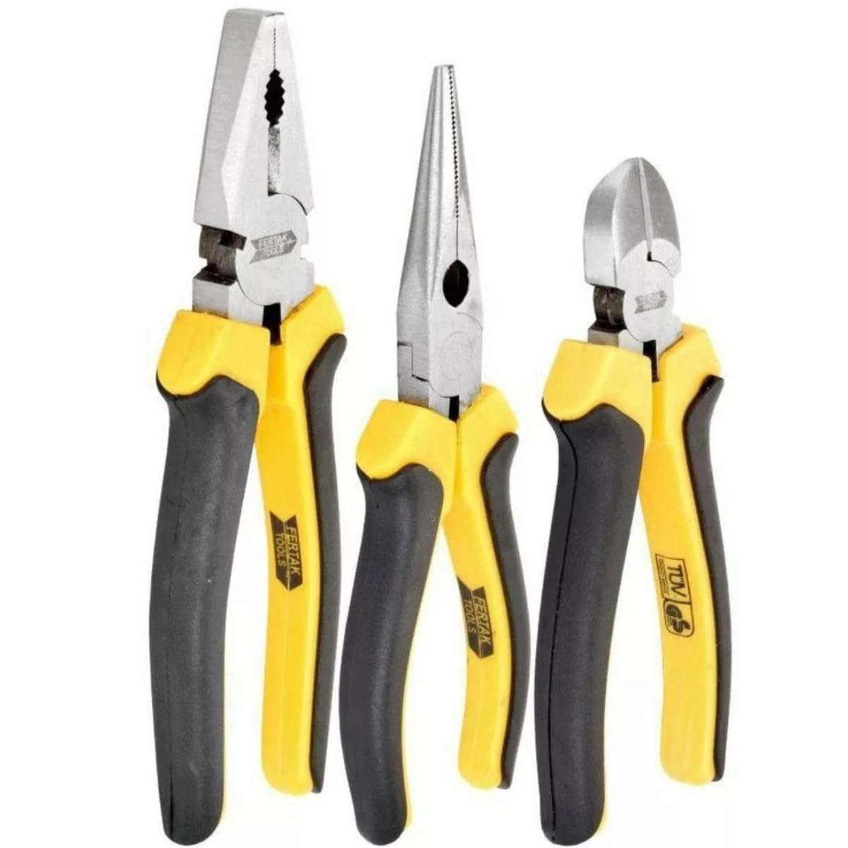 fertaktools Kit- 1 Alicate Universal 8"+ 1 de Corte Diagonal 6" + 1 de Bico Meia Cana 6" Pol Fertak
