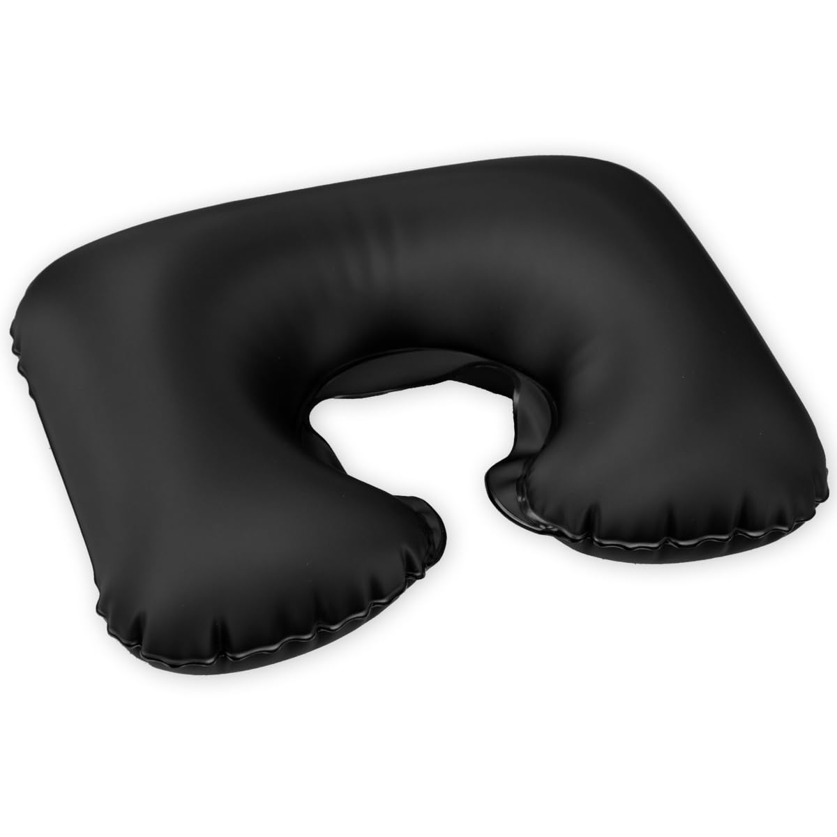 Almofada de Pescoço Inflável para Viagem, 30 x 45 cm Preta Design Ergonômico e Material Acetinado