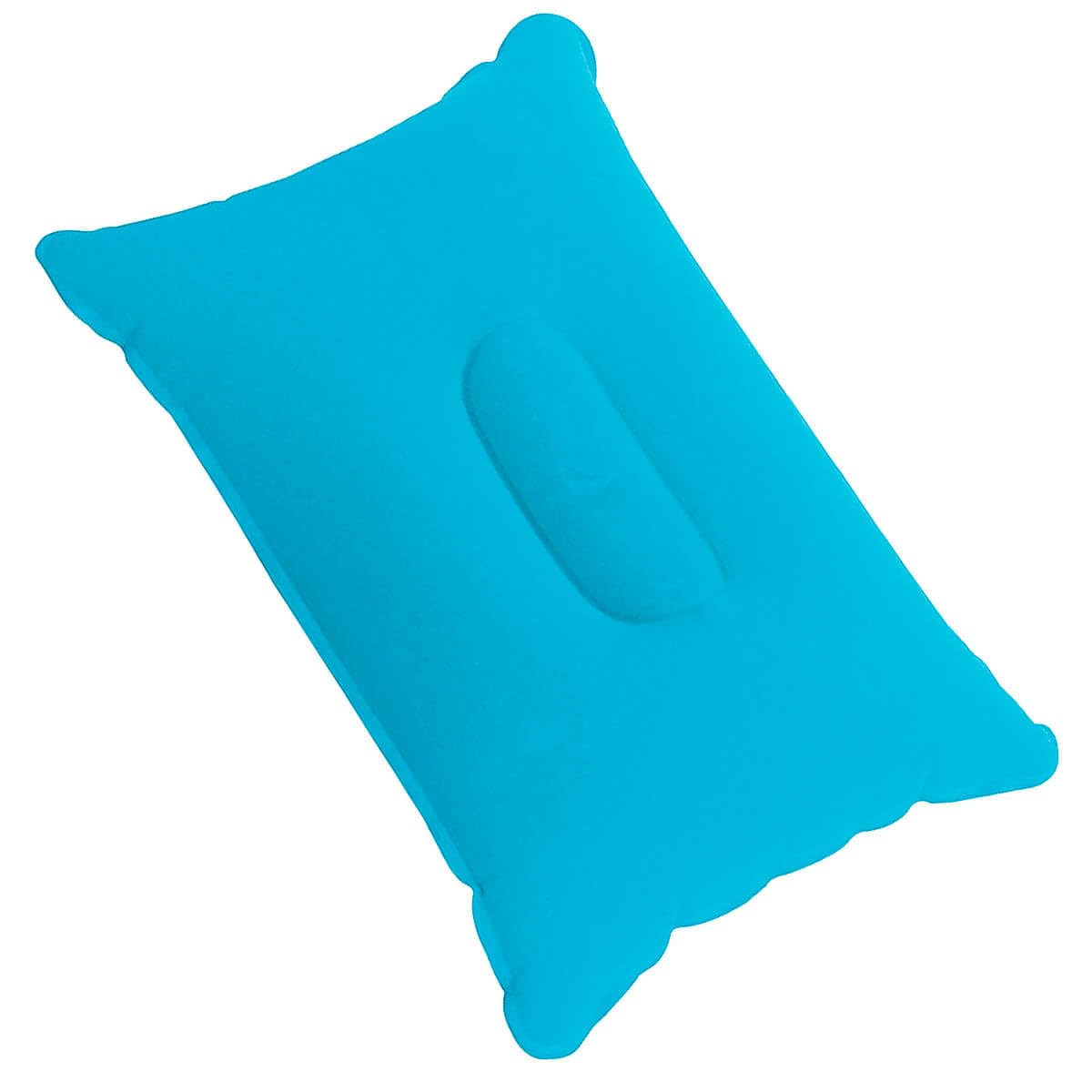 Travesseiro Inflável de Viagem, 31 x 20 cm, Material PVC Aveludado, Dobrável e Compacto, Antiderrapante para Descanso, Dobrável Ideal para Camping, para Escritório e Viagens - Azul