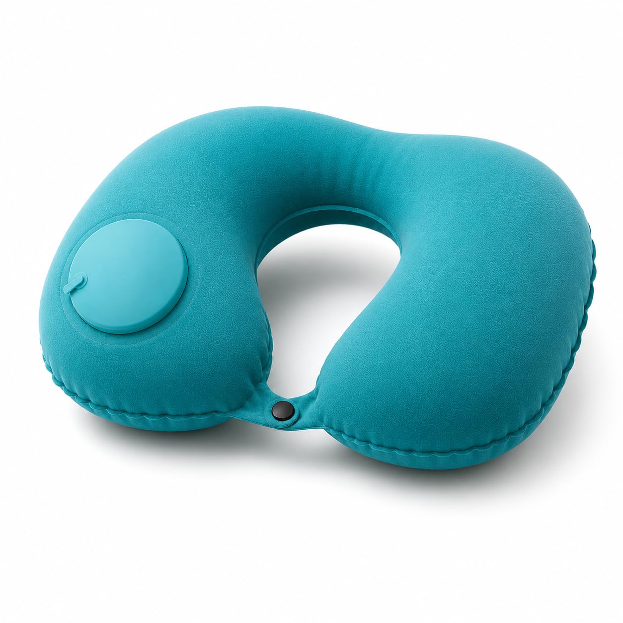 Almofada de Pescoço Inflável em U para Viagem, Travesseiro Ergonômico Portátil e Ajustável para Avião, Carro, Ônibus, Trem, Casa e Escritório, Cor Azul