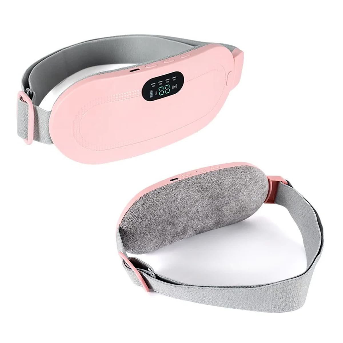 Almofada Térmica Elétrica com Vibração, Alívio de Cólica Menstrual, Recarregável USB, Display LED, Rosa e Cinza