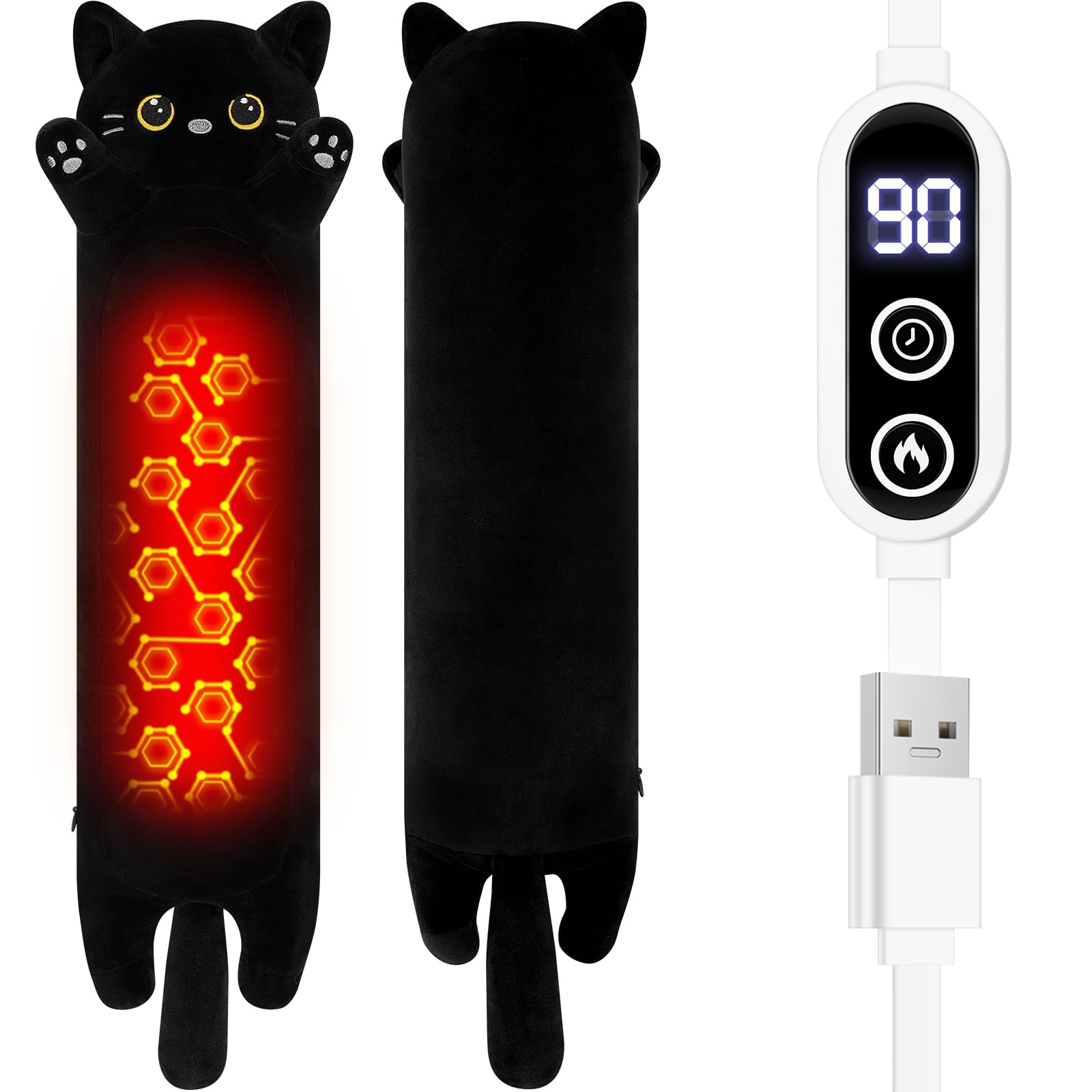 Almofada Térmica Para Gatos - Bichinhos De Pelúcia Aquecidos Por Usb Para Alívio De Cólicas Menstruais E Dores Menstruais, Almofada Térmica Elétrica Portátil De 56 Cm Em Formato
