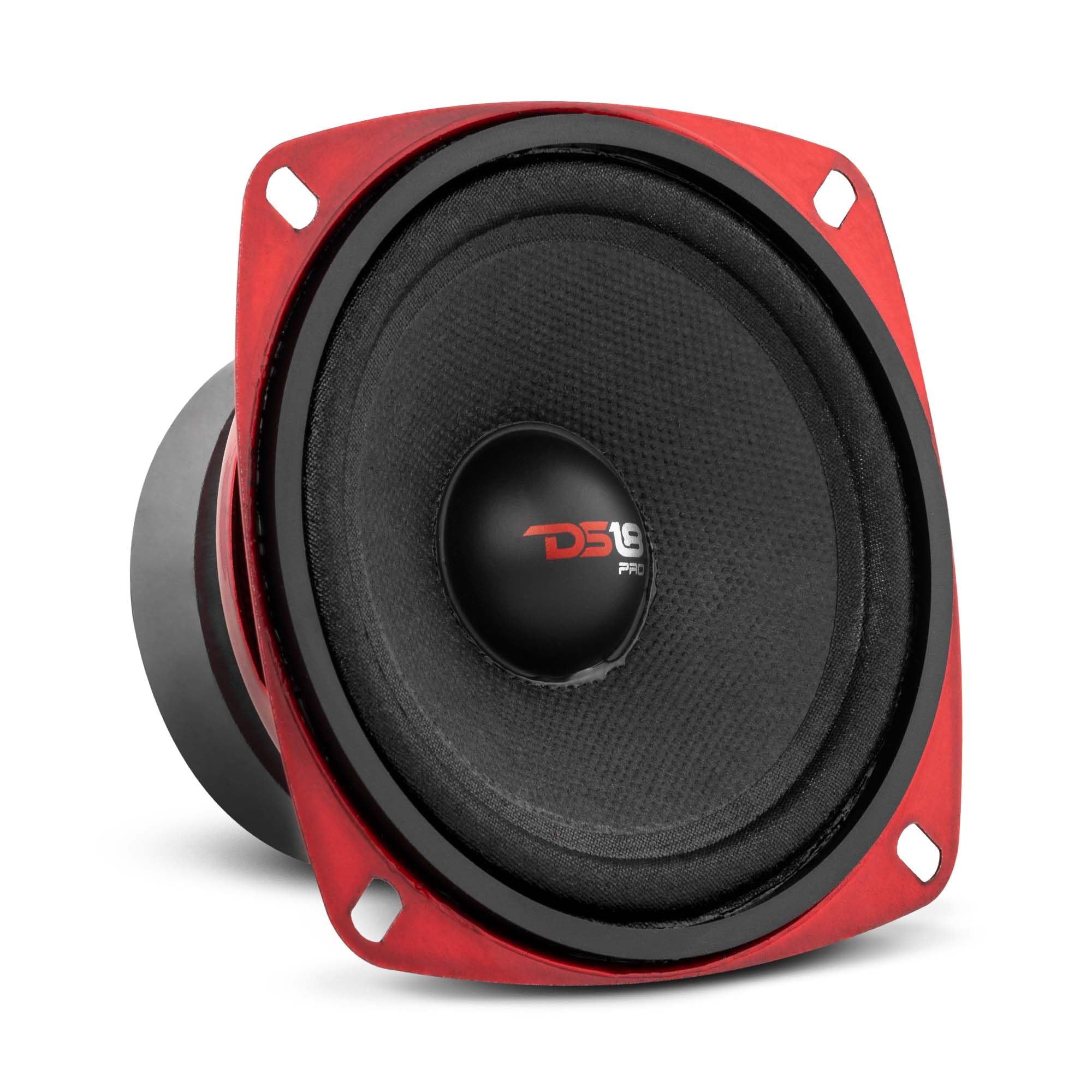 DS18 Alto-falante PRO-X4M Pro X 4 polegadas 200 Watt Max 100 RMS 8 Ohm de alcance médio para porta de carro e caminhão com design de cone de cesta de aço vermelho