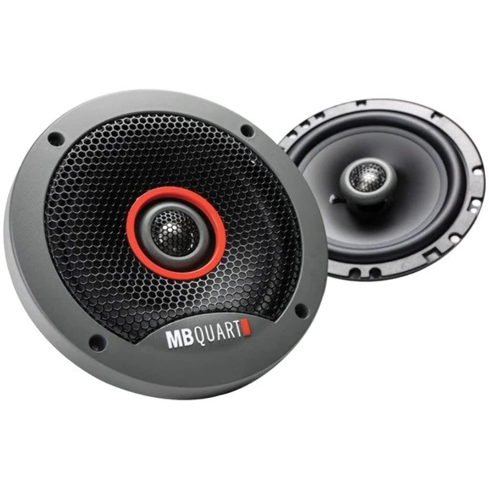 MB Quart Alto-falantes de carro com fórmula FKB116 (preto, par) – alto-falantes coaxiais de 16,5 polegadas, 60 watts, áudio automotivo de 3 vias, crossover interno, tweeters de 2,5 cm (grades não