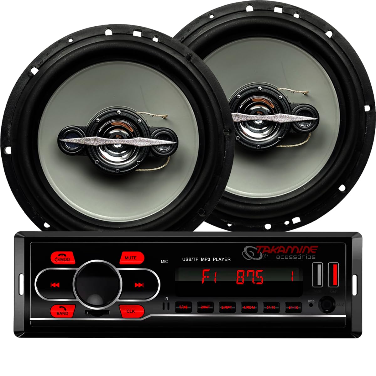 Kit Som Carro Radio Mp3 Bluetooth Usb +2 Falantes 6 Polegadas 70wrms
