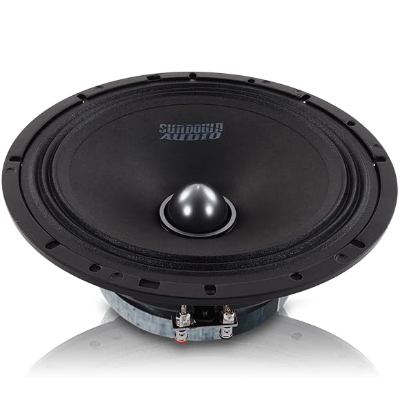 Sundown Audio Alto-falante de áudio automotivo LCMR-8 S-LCMR84 100 Watt RMS de 8 polegadas 4 Ohm, plugue de fase, sensibilidade de 94dB, 120Hz-6kHz