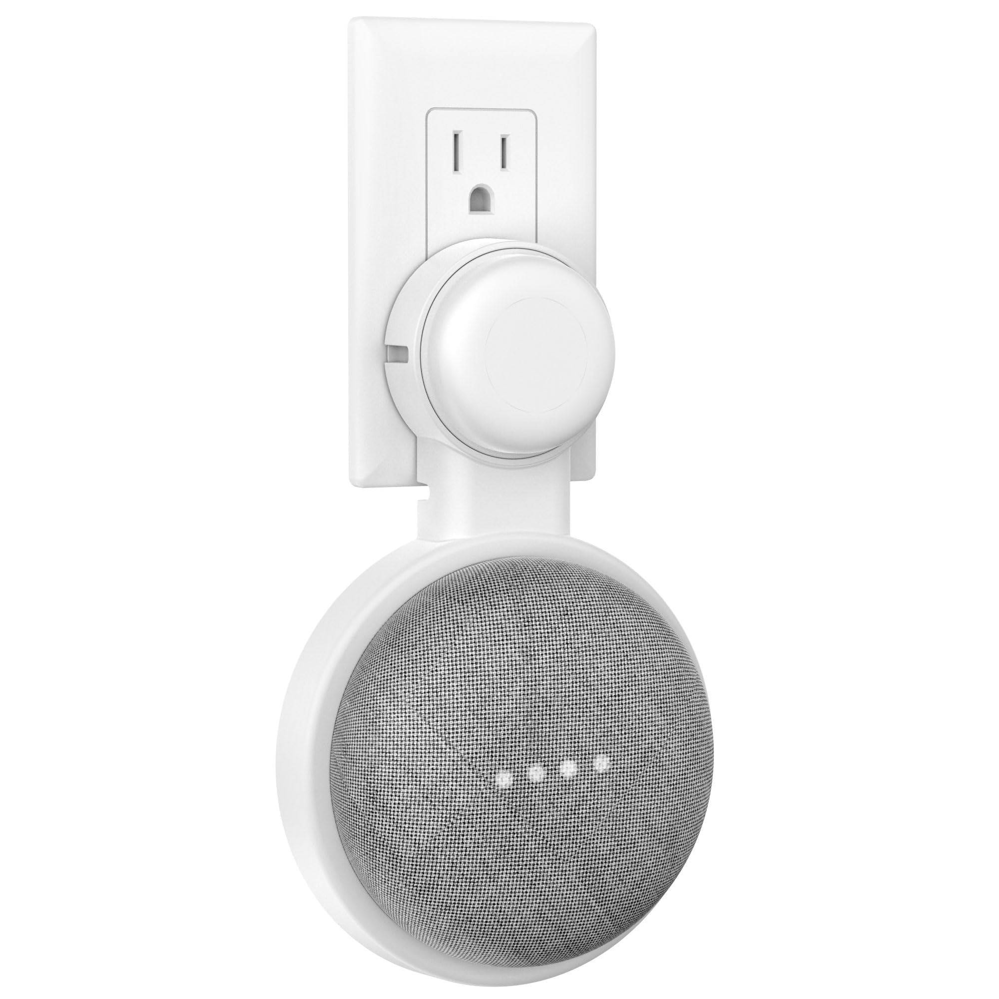 HomeMount Suporte de parede para Google Home Mini ou Google Nest Mini (2ª geração), acessórios para tomada com economia de espaço, para Google Mini Voice Assistant (branco) (branco)