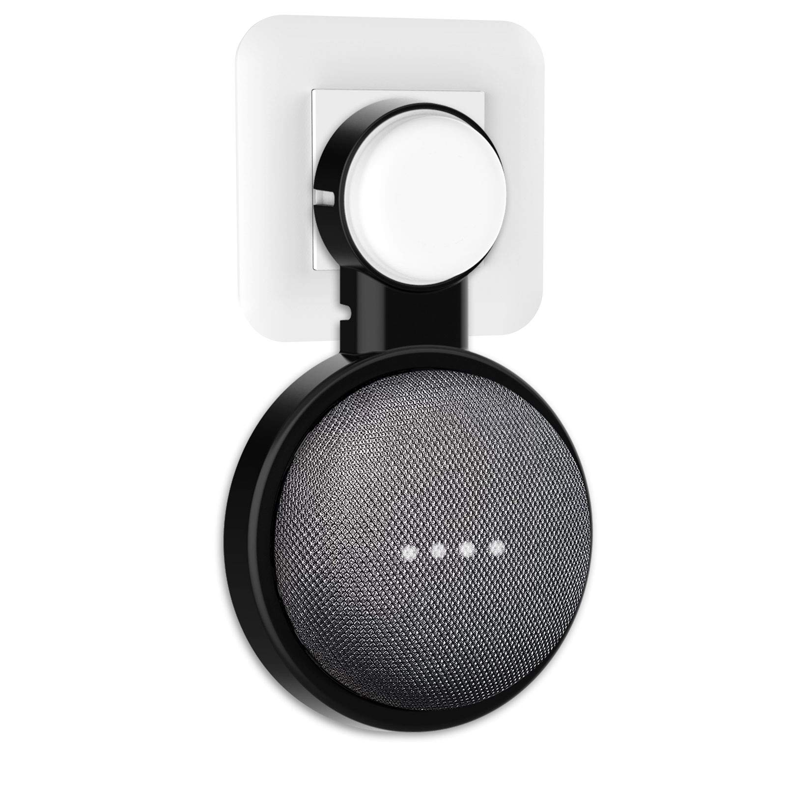 HomeMount Suporte de parede para Google Home Mini ou Google Nest Mini (2ª geração), acessórios para tomada com economia de espaço, para Google Mini Voice Assistant (branco) (traseira)