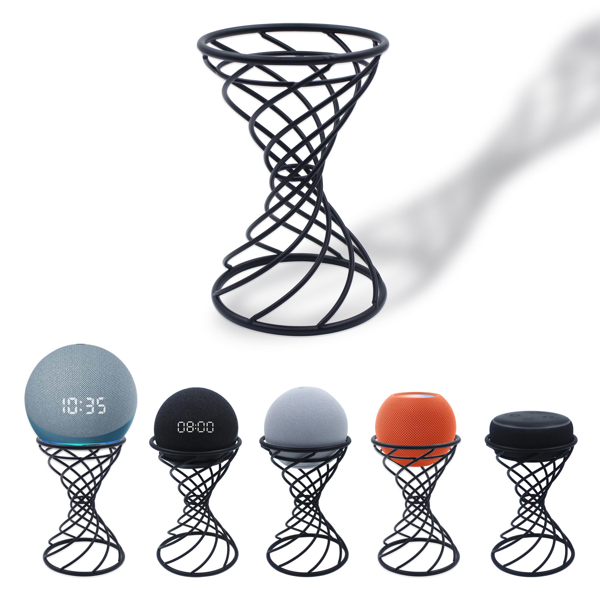 Dutiplus Suporte de Mesa Decorativo para Alto-Falante Inteligente Echo Dot 3ª/4ª/5ª Geração, Echo 4ª/5ª Geração, Echo Glow, Apple Homepod Mini E Google Home Mini/Nest Mini (Preto Fosco)