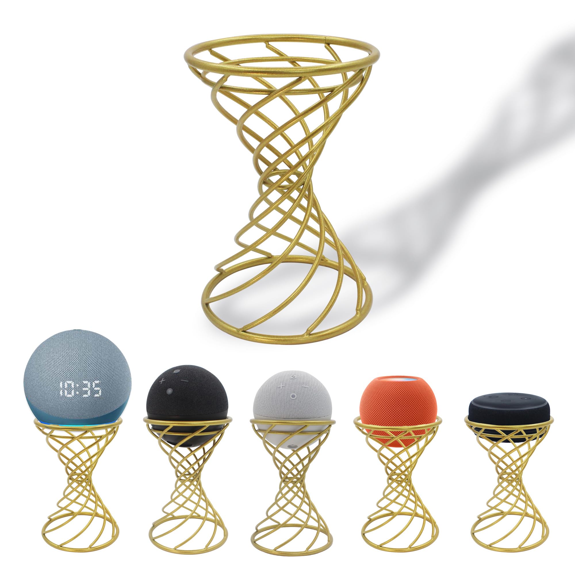 Dutiplus Suporte de Mesa Decorativo para Alto-Falante Inteligente Echo Dot 3ª/4ª/5ª Geração, Echo 4ª/5ª Geração, Echo Glow, Apple Homepod Mini E Google Home Mini/Nest Mini (Amarelo Dourado)