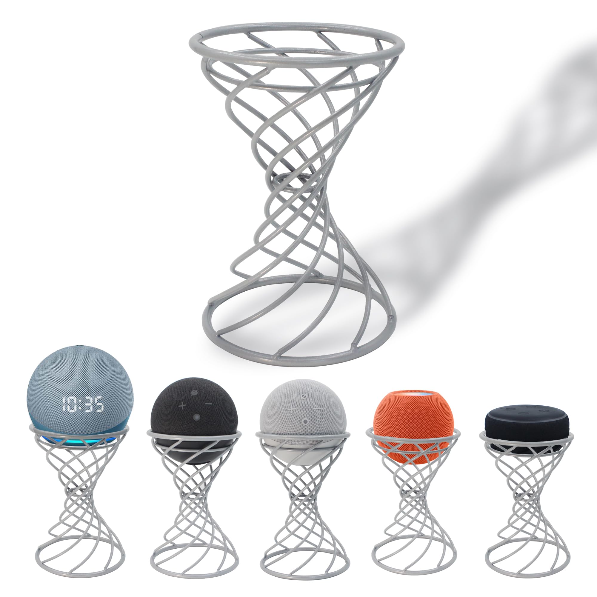 Dutiplus Suporte de Mesa Decorativo para Alto-Falante Inteligente Echo Dot 3ª/4ª/5ª Geração, Echo 4ª/5ª Geração, Echo Glow, Apple Homepod Mini E Google Home Mini/Nest Mini (Prateado)