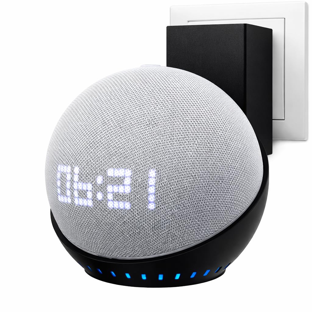 Suporte para Echo Dot 4ª e 5ª Geração Tomada, Base Organizadora Estável para Alexa 4 5 Geracao Melhora Projeção Sonora TimeClick