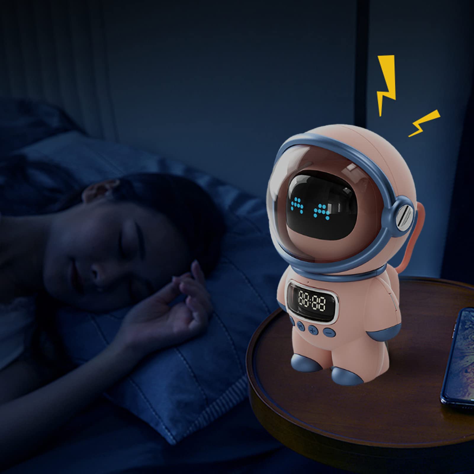 Fabater Alto-falante Bluetooth Astronauta Com Assistente de Voz AI, Relógio e Luz Noturna, Alto-falante Bluetooth 5.1 Bonito de Desenho Animado, 6 W de Alta Potência, Bateria de 1800 MAh, Presentes